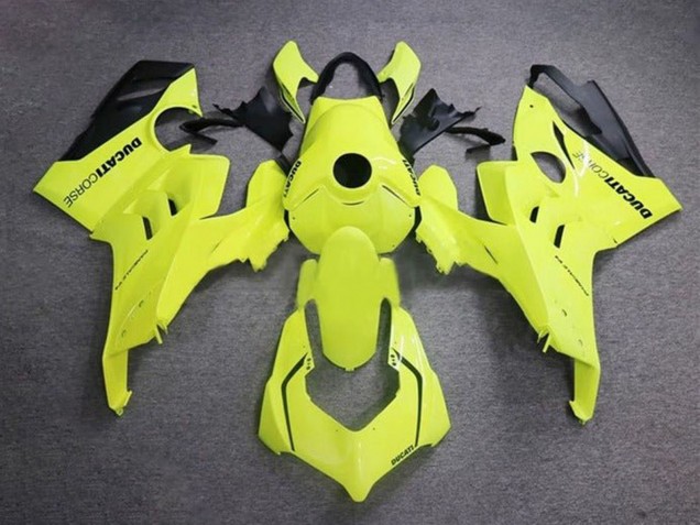 Carenados Moto Ducati Panigale V4 V4S 2020-2021 - Neon Amarillo Negro Brillante Corse Fábrica