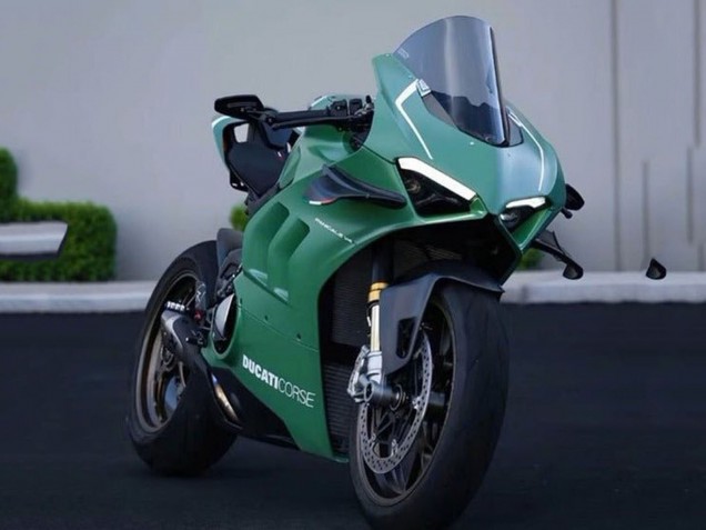 Carenados Moto Ducati Panigale V4 V4S 2020-2021 - Verde Mate Blanco Fábrica