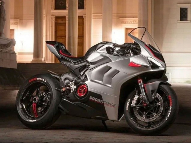 Carenados Moto Ducati Panigale V4 V4S 2020-2021 - Plata Rojo Negro Fábrica