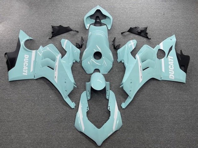 Carenados Moto Ducati Panigale V4 V4S 2020-2021 - Azul Claro Blanco Fábrica