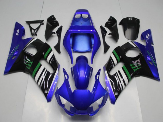 Carenados Moto Yamaha YZF R6 1998-2002 - Azul Blanco Verde Negro Monstruo Fábrica