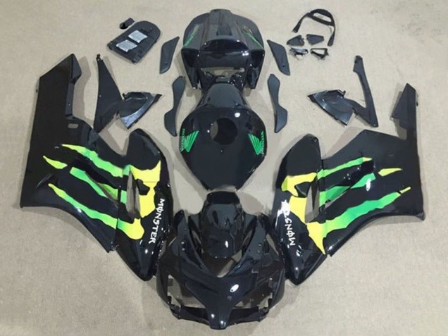 Carenados Moto Honda CBR1000RR 2004-2005 - Negro Brillante Verde Amarillo Monstruo Fábrica