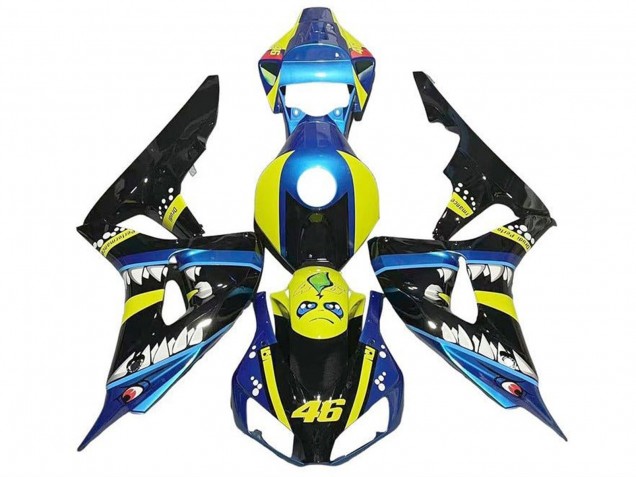 Carenados Moto Honda CBR1000RR 2006-2007 - Azul Amarillo Negro Brillante Tiburón 46 Fábrica