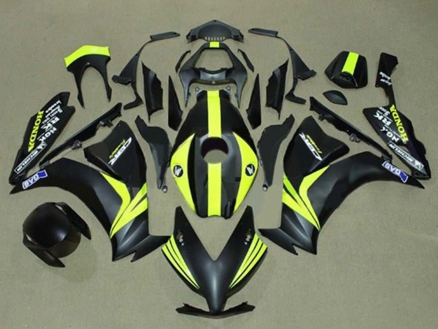 Carenados Moto Honda CBR1000RR 2012-2016 - Negro Mate Amarillo Raya Fábrica
