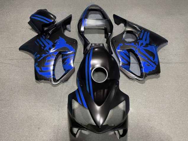 Carenados Moto Honda CBR600 F4i 2001-2003 - Azul Negro Mate Cráneo Fábrica