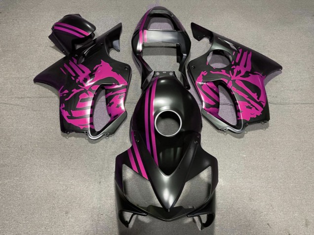 Carenados Moto Honda CBR600 F4i 2001-2003 - Rosa Negro Mate Cráneo Fábrica