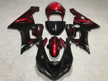 Carenados Moto Kawasaki ZX6R 2005-2006 - Rojo Negro Brillante Fábrica