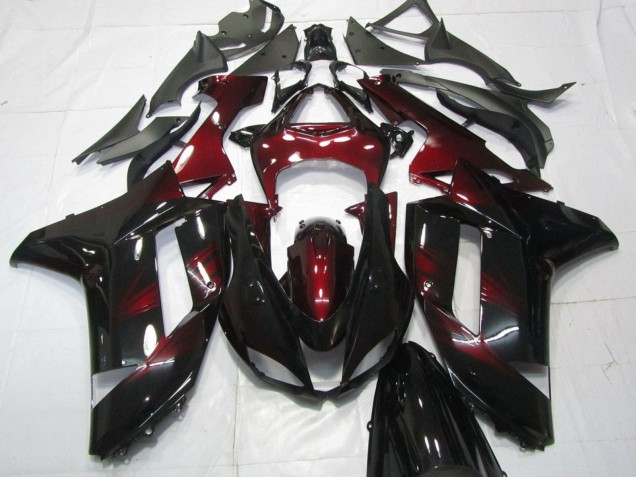 Carenados Moto Kawasaki ZX6R 2007-2008 - Negro Rojo Oscuro Fábrica