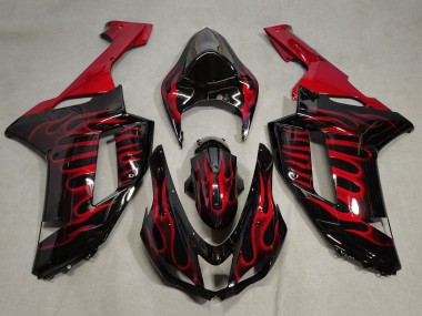 Carenados Moto Kawasaki ZX6R 2007-2008 - Negro Rojo Llama Fábrica
