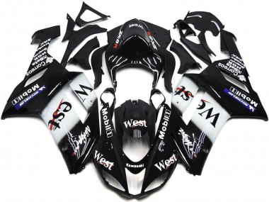 Carenados Moto Kawasaki ZX6R 2007-2008 - Negro Blanco West Mobil Fábrica