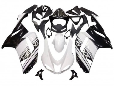 Carenados Moto Kawasaki ZX6R 2007-2008 - Blanco Negro Plata Raya Fábrica