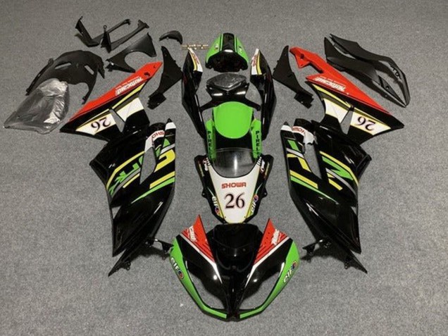 Carenados Moto Kawasaki ZX6R 2009-2012 - Verde Negro Brillante Blanco Rojo Showr 26 Fábrica