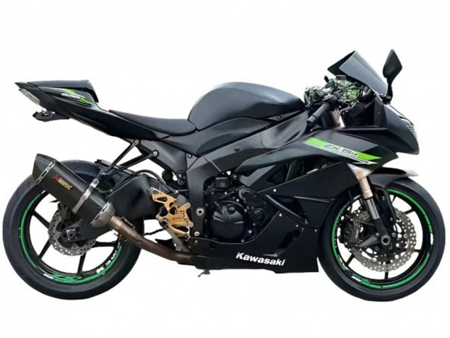 Carenados Moto Kawasaki ZX6R 2009-2012 - Negro Mate Verde Fábrica