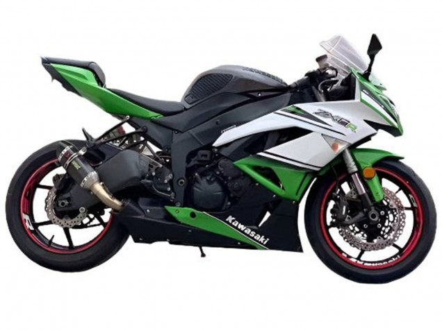 Carenados Moto Kawasaki ZX6R 2009-2012 - Blanco Verde Negro Fábrica