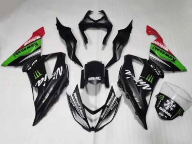 Carenados Moto Kawasaki ZX6R 2013-2018 - Negro Mate Verde Rojo Blanco Monstruo Nieve Fábrica
