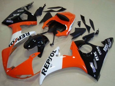 Carenado Moto Yamaha YZF R6 2003-2004 - Naranja Blanco Negro Brillante Repsol Fábrica