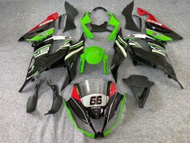 Carenados Moto Kawasaki ZX6R 2013-2018 - Verde Blanco Negro Rojo Elf 66 Fábrica