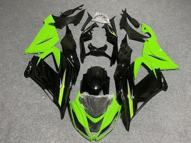 Carenados Moto Kawasaki ZX6R 2013-2018 - Verde Claro Negro Brillante Fábrica