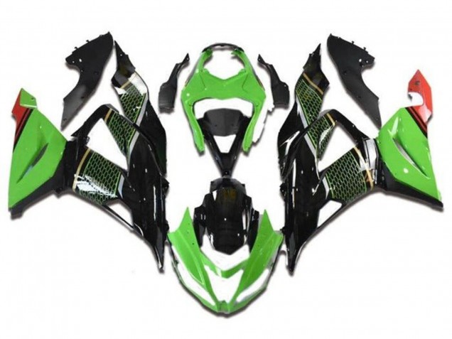 Carenados Moto Kawasaki ZX6R 2013-2018 - Verde Negro Rojo Honeycomb Fábrica
