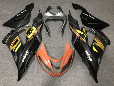 Carenados Moto Kawasaki ZX6R 2013-2018 - Negro Mate Naranja Oro Fábrica