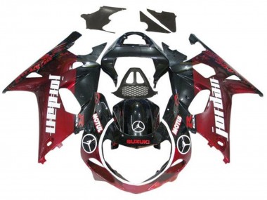 Carenados Moto Suzuki GSXR1000 2000-2002 - Negro Brillante Rojo Oscuro Jordan Fábrica