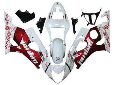 Carenados Moto Suzuki GSXR 1000 2003-2004 - Blanco Rojo Jordan Fábrica