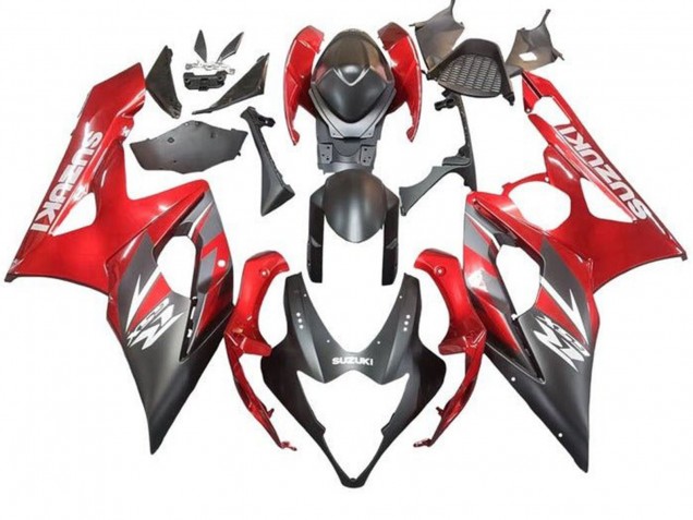 Carenado Moto Suzuki GSXR 1000 2005-2006 - Negro Mate Rojo Fábrica