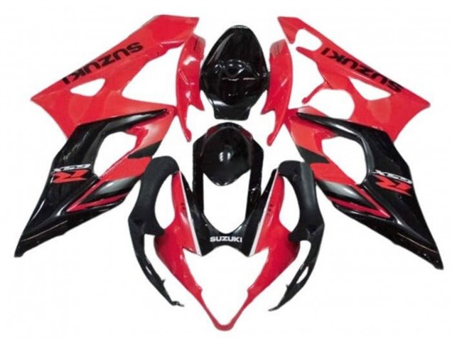 Carenados Moto Suzuki GSXR 1000 2005-2006 - Rojo Negro Brillante Raya Fábrica