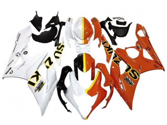Carenados Moto Suzuki GSXR 1000 2005-2006 - Blanco Naranja Amarillo Dividir Fábrica