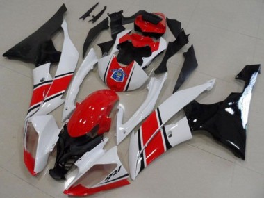 Plásticos Moto ABS Yamaha YZF R6 2008-2016 - Blanco Rojo Negro Brillante Fábrica