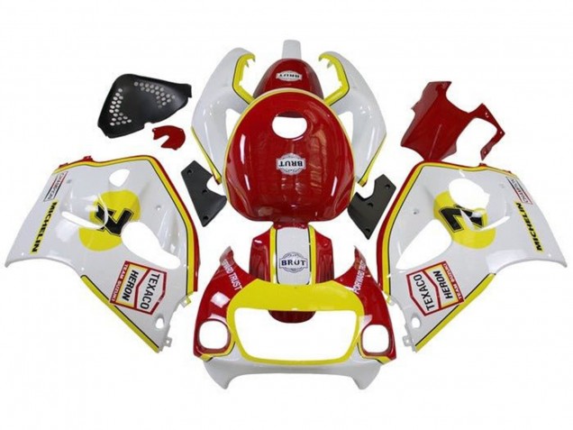 Carenados Moto Suzuki GSXR 600 / GSXR 750 1996-2000 - Blanco Rojo Amarillo Texaco Fábrica