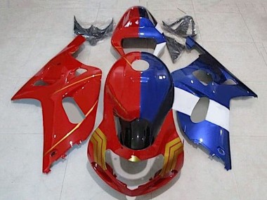 Carenados Moto Suzuki GSXR 600 / GSXR 750 2001-2003 - Rojo Azul Dividir Oro Fábrica