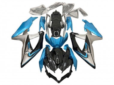 Carenados Moto Suzuki GSXR 600 / GSXR 750 2008-2010 - Azul Claro Plata Negro Brillante Fábrica