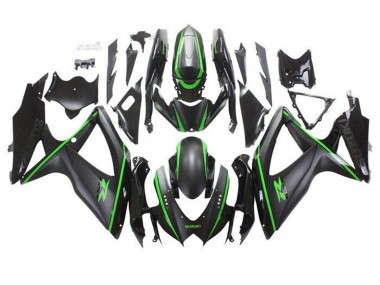 Carenados Moto Suzuki GSXR 600 / GSXR 750 2008-2010 - Negro Mate Verde Raya Fábrica