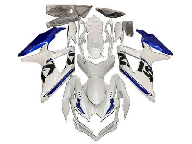 Carenados Moto Suzuki GSXR 600 / GSXR 750 2008-2010 - Blanco Azul Negro Raya Fábrica