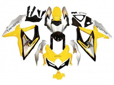 Carenados Moto Suzuki GSXR 600 / GSXR 750 2008-2010 - Plata Amarillo Negro Brillante Fábrica