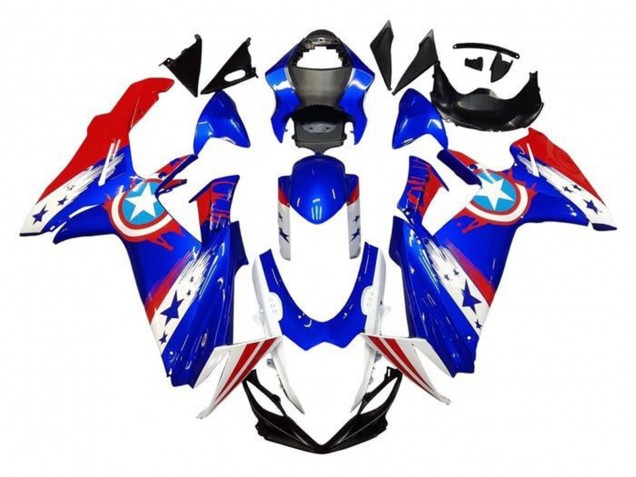 Carenados Moto Suzuki GSXR 600 / GSXR 750 2011-2024 - Azul Blanco Rojo Captain America Fábrica