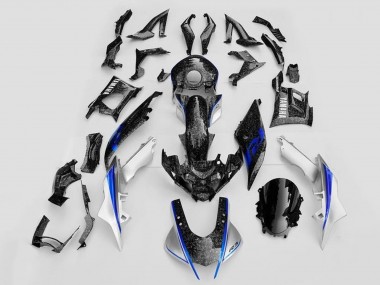 Carenados Moto Yamaha YZF R3/R25 2019-2021 - Blanco Azul Negro Falsificado FibraCarbono Estilo Fábrica