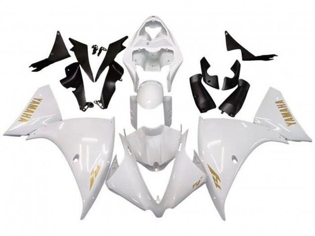 Carenados Moto Yamaha YZF 1000 R1 2009-2011 - Blanco Oro Calcomanía Fábrica