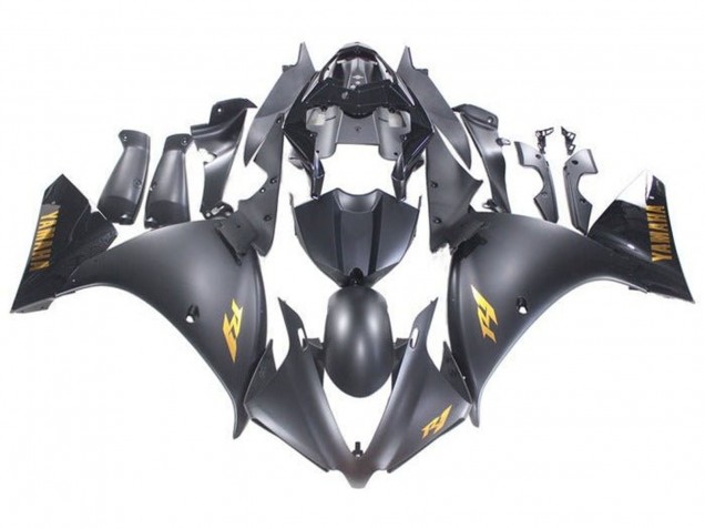 Carenados Moto Yamaha YZF 1000 R1 2009-2011 - Negro Mate Oro Calcomanías Fábrica