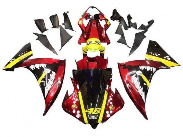 Carenados Moto Yamaha YZF 1000 R1 2012-2014 - Rojo Amarillo Negro Tiburón Fábrica