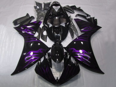 Carenados Moto Yamaha YZF 1000 R1 2012-2014 - Negro Brillante Púrpura Llama Fábrica