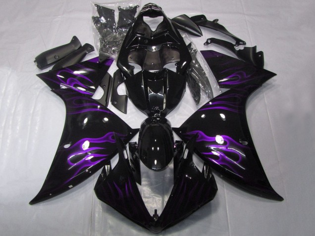 Carenados Moto Yamaha YZF 1000 R1 2012-2014 - Negro Brillante Púrpura Llama Fábrica