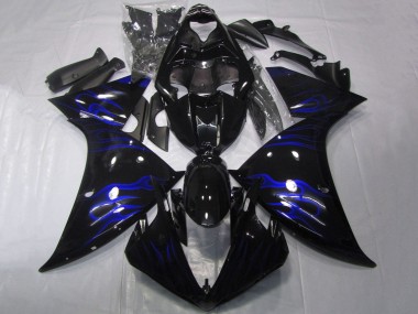 Carenados Moto Yamaha YZF 1000 R1 2012-2014 - Negro Brillante Azul Llama Fábrica