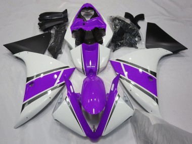 Carenados Moto Yamaha YZF 1000 R1 2012-2014 - Blanco Púrpura Negro Mate Fábrica