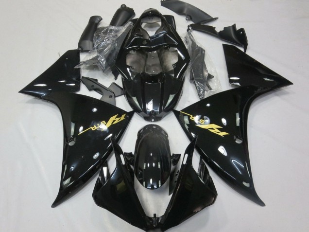 Carenados Moto Yamaha YZF 1000 R1 2012-2014 - Negro Brillante Oro Calcomanías Fábrica
