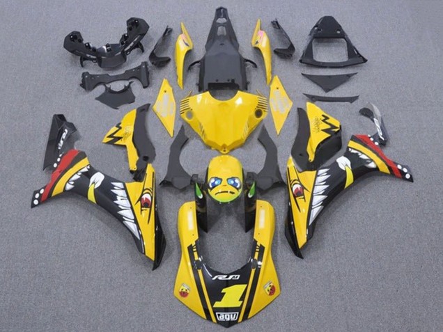Carenados Moto Yamaha YZF 1000 R1 2015-2019 - Amarillo Rojo Tiburón Fábrica