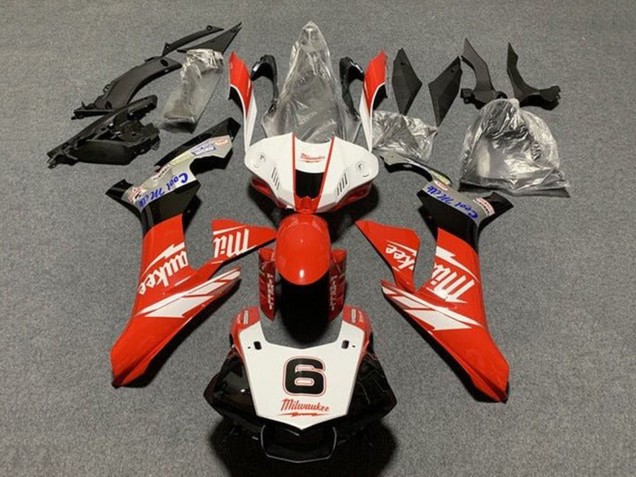 Carenados Moto Yamaha YZF 1000 R1 2015-2019 - Blanco Rojo Negro Milwaukee Fábrica
