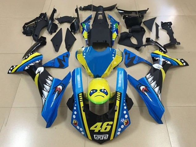 Carenados Moto Yamaha YZF 1000 R1 2015-2019 - Azul Amarillo Negro Tiburón 46 Fábrica