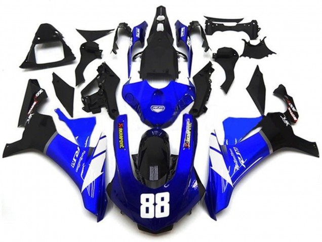 Carenados Moto Yamaha YZF 1000 R1 2015-2019 - Azul Blanco Negro Brillante Akropovic Fábrica